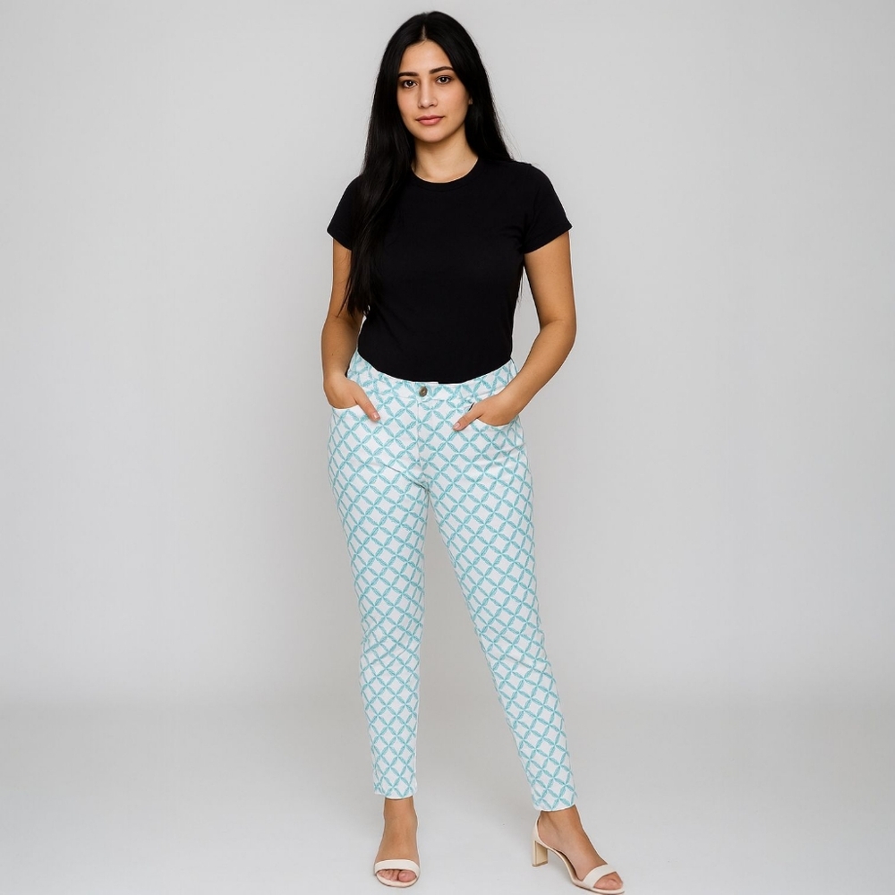 Vineyard Vines Women's Leaf Patterned Skinny Jeans Size 14